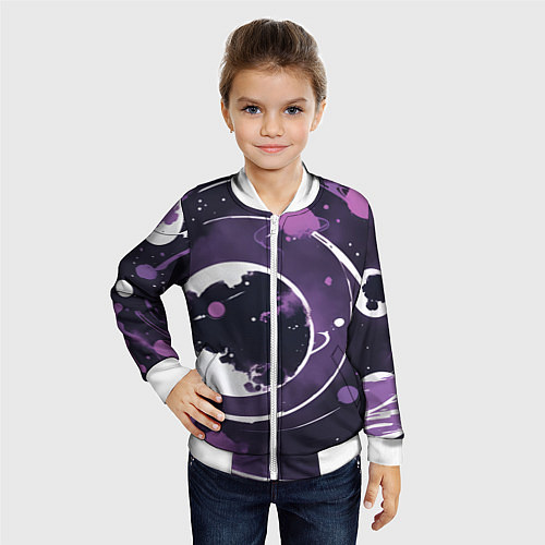 Детский бомбер Фиолетовый космос - нейросеть / 3D-Белый – фото 4