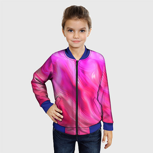 Детский бомбер Pink abstract texture / 3D-Синий – фото 4