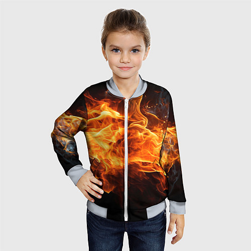 Детский бомбер Black fire style / 3D-Серый – фото 4