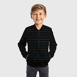 Бомбер детский Разноцветные полосы на чёрном, цвет: 3D-черный — фото 2