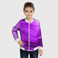Бомбер детский Розово фиолетовый абстрактный узор волны, цвет: 3D-белый — фото 2