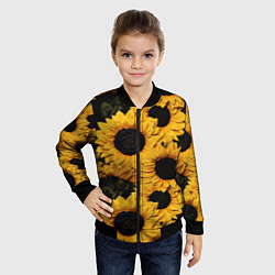 Бомбер детский Подсолнухи объемными мазками от нейросети, цвет: 3D-черный — фото 2