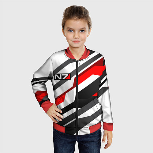 Детский бомбер Mass effect - white uniform n7 / 3D-Красный – фото 4