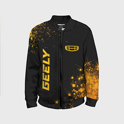 Бомбер детский Geely - gold gradient: надпись, символ, цвет: 3D-черный