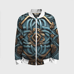 Бомбер детский Симметричный орнамент в кельтской стилистике, цвет: 3D-белый