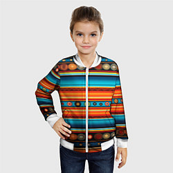 Бомбер детский Этнический узор в горизонтальную полоску, цвет: 3D-белый — фото 2