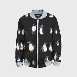 Бомбер детский Веселая семья пингвинов, цвет: 3D-серый