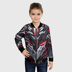 Бомбер детский Красный неоновый кибер демон, цвет: 3D-черный — фото 2