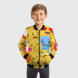 Бомбер детский Смайлы разные эмоции, цвет: 3D-черный — фото 2