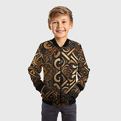 Бомбер детский Асимметричный узор в викингском стиле, цвет: 3D-черный — фото 2