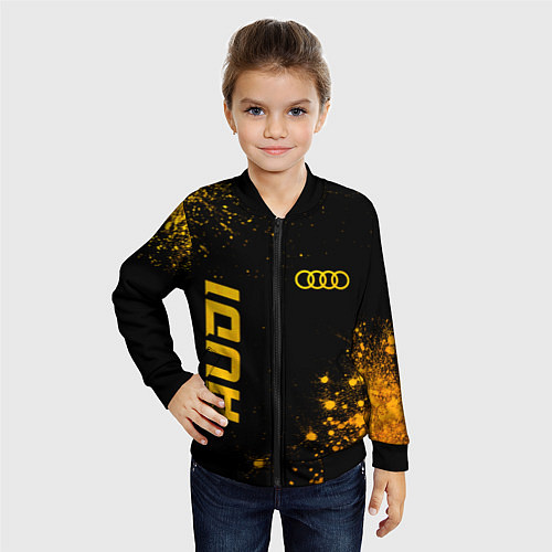 Детский бомбер Audi - gold gradient вертикально / 3D-Черный – фото 4