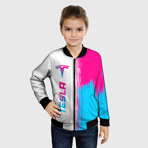 Детский бомбер Tesla neon gradient style по-вертикали / 3D-Черный – фото 4