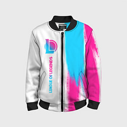 Бомбер детский League of Legends neon gradient style по-вертикали, цвет: 3D-черный