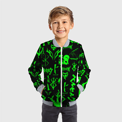 Детский бомбер Berserk neon green / 3D-Серый – фото 3