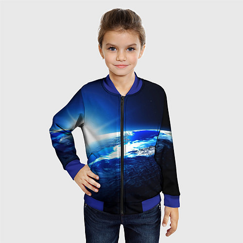 Детский бомбер Восход солнца в космосе / 3D-Синий – фото 4