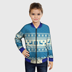 Бомбер детский Sweater with deer on a blue background, цвет: 3D-синий — фото 2