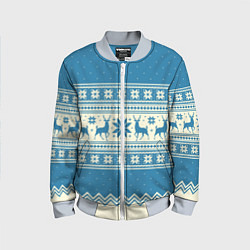 Детский бомбер Sweater with deer on a blue background
