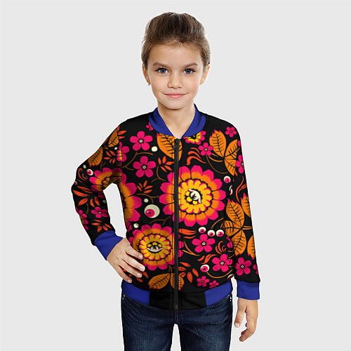 Детский бомбер Хохлома параноидальная / 3D-Синий – фото 4