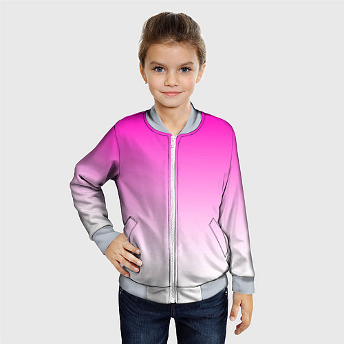 Детский бомбер Розово-белый градиент / 3D-Серый – фото 4
