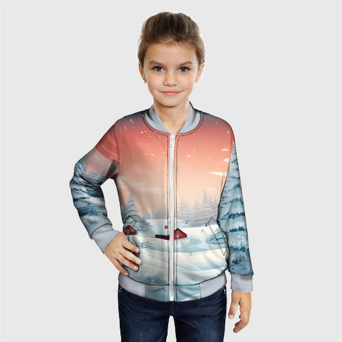 Детский бомбер Погружение в зимнюю атмосферу / 3D-Серый – фото 4
