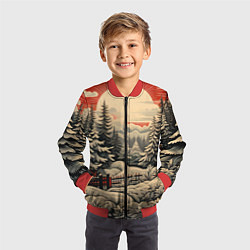 Бомбер детский Блеск снежинок новогодний стиль, цвет: 3D-красный — фото 2