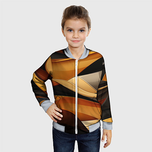 Детский бомбер Желтая и черная абстракция / 3D-Серый – фото 4