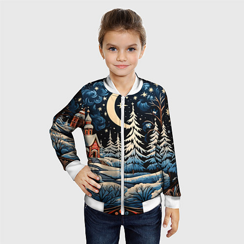 Детский бомбер Морозное утро / 3D-Белый – фото 4