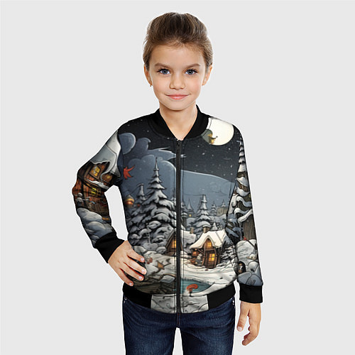 Детский бомбер Волшебство новогодней ночи / 3D-Черный – фото 4