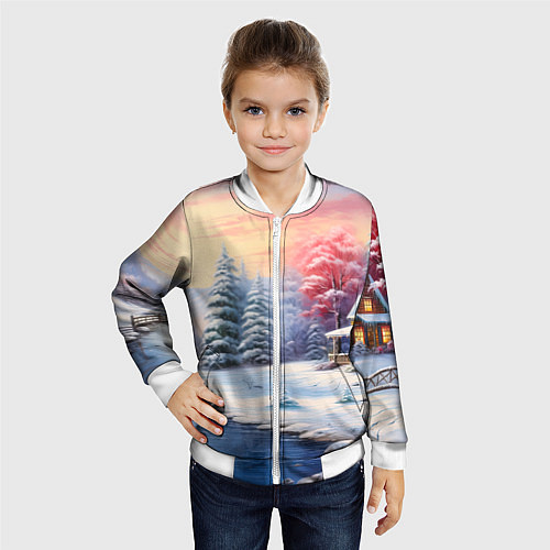 Детский бомбер Сказочная метель подарков / 3D-Белый – фото 4