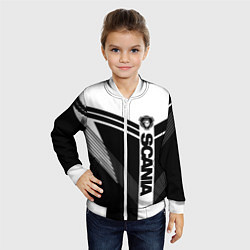 Бомбер детский Scania логотип на абстрактном фоне, цвет: 3D-белый — фото 2