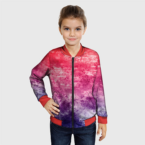 Детский бомбер Абстракция - сине-красный беспорядок / 3D-Красный – фото 4