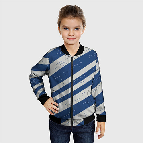 Детский бомбер Сине-белый шик / 3D-Черный – фото 4