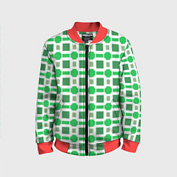Детский бомбер Зелёные кирпичики и белые полосы