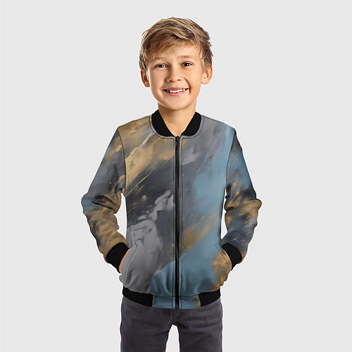 Детский бомбер Мазки краски - нейросеть / 3D-Черный – фото 3