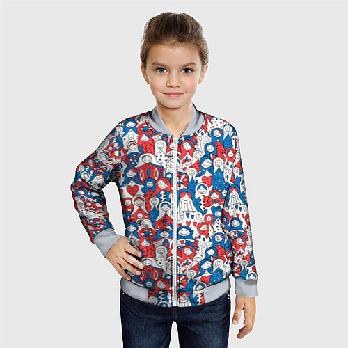 Детский бомбер Русские матрешки / 3D-Серый – фото 4