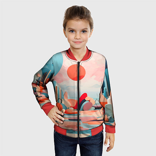 Детский бомбер Геометрия природы / 3D-Красный – фото 4