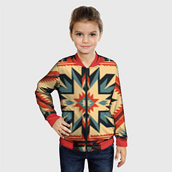 Бомбер детский Орнамент в стиле американских индейцев, цвет: 3D-красный — фото 2