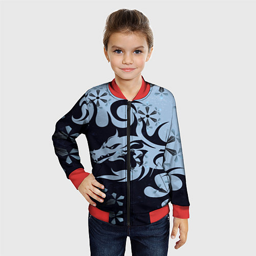 Детский бомбер Дракон со снежинками / 3D-Красный – фото 4