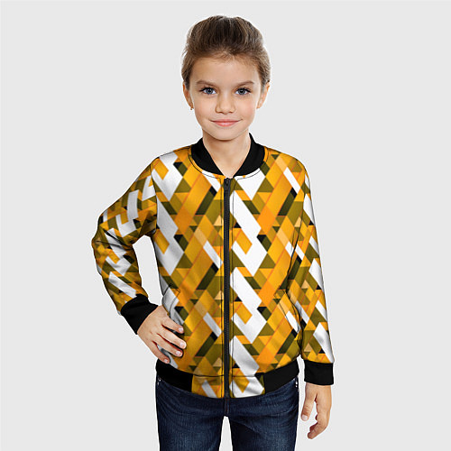 Детский бомбер White and yellow shapes / 3D-Черный – фото 4