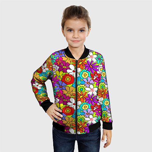 Детский бомбер Floral multicolour / 3D-Черный – фото 4