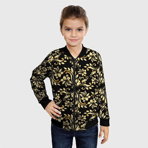 Детский бомбер Gold khokhloma / 3D-Черный – фото 4