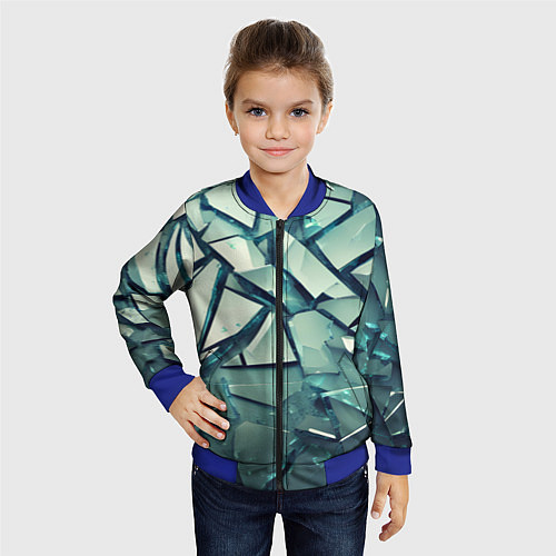 Детский бомбер Битое стекло текстура / 3D-Синий – фото 4