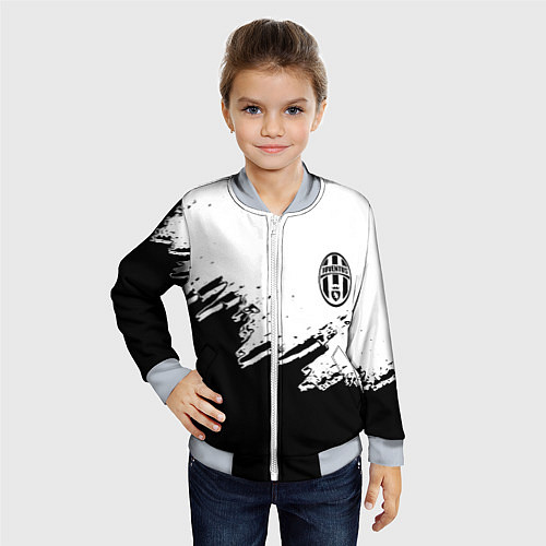 Детский бомбер Juventus black sport texture / 3D-Серый – фото 4