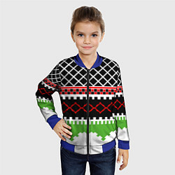 Бомбер детский Узор из разноцветных фигур, цвет: 3D-синий — фото 2