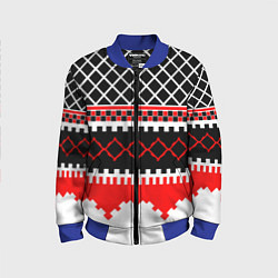 Бомбер детский Красные и чёрные фигуры, цвет: 3D-синий