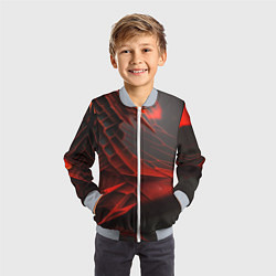 Бомбер детский Красная сеть на чёрном фоне, цвет: 3D-серый — фото 2