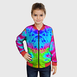 Бомбер детский Tie-Dye abstraction, цвет: 3D-красный — фото 2