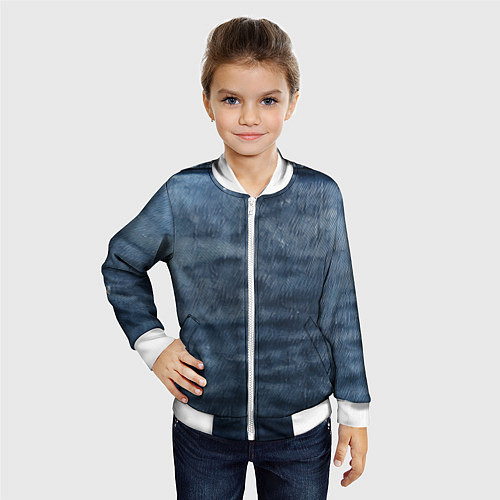 Детский бомбер Старая джинса / 3D-Белый – фото 4