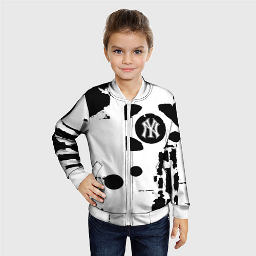 Детский бомбер New York yankees - baseball team pattern / 3D-Белый – фото 4