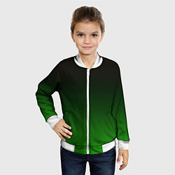 Бомбер детский Чёрно зелёный градиент, цвет: 3D-белый — фото 2